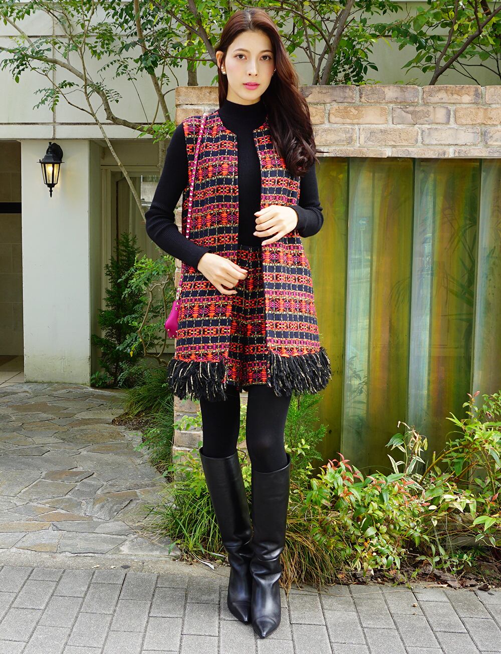 ツイードショートパンツ orange | amin pur