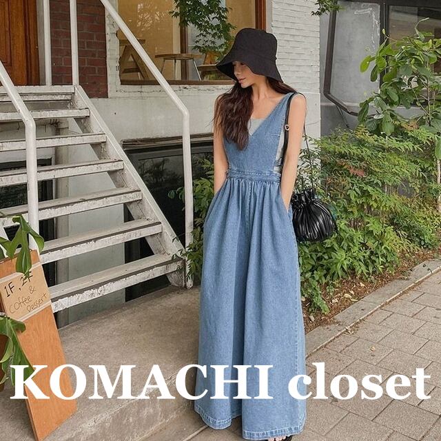 【送料無料】 オーバーオール デニム ワイドパンツ ロング丈 春 カジュアル 韓国 レディース オルチャン オールインワン 青 ブルー かわいい ジーンズ 袖なし Vネック ロング ストレート ウエストゴム シンプル 大人 ハイウエスト お洒落 大人可愛い 大人女子 こなれ感 ラフ キュート ルーズ XL L 存在感 抜け感 青 ブルー 夏 秋 10代 20代 30代 40代 通学 デート 公園 女子会 お泊まり 休日 イベント 旅行 着回し 普段使い 重ね着 コーデ