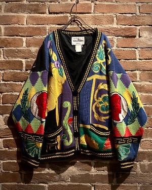 【Caka act3】80’s “NO! JEANS” Artistic Pattern Vintage Loose Cardigan Jacket
