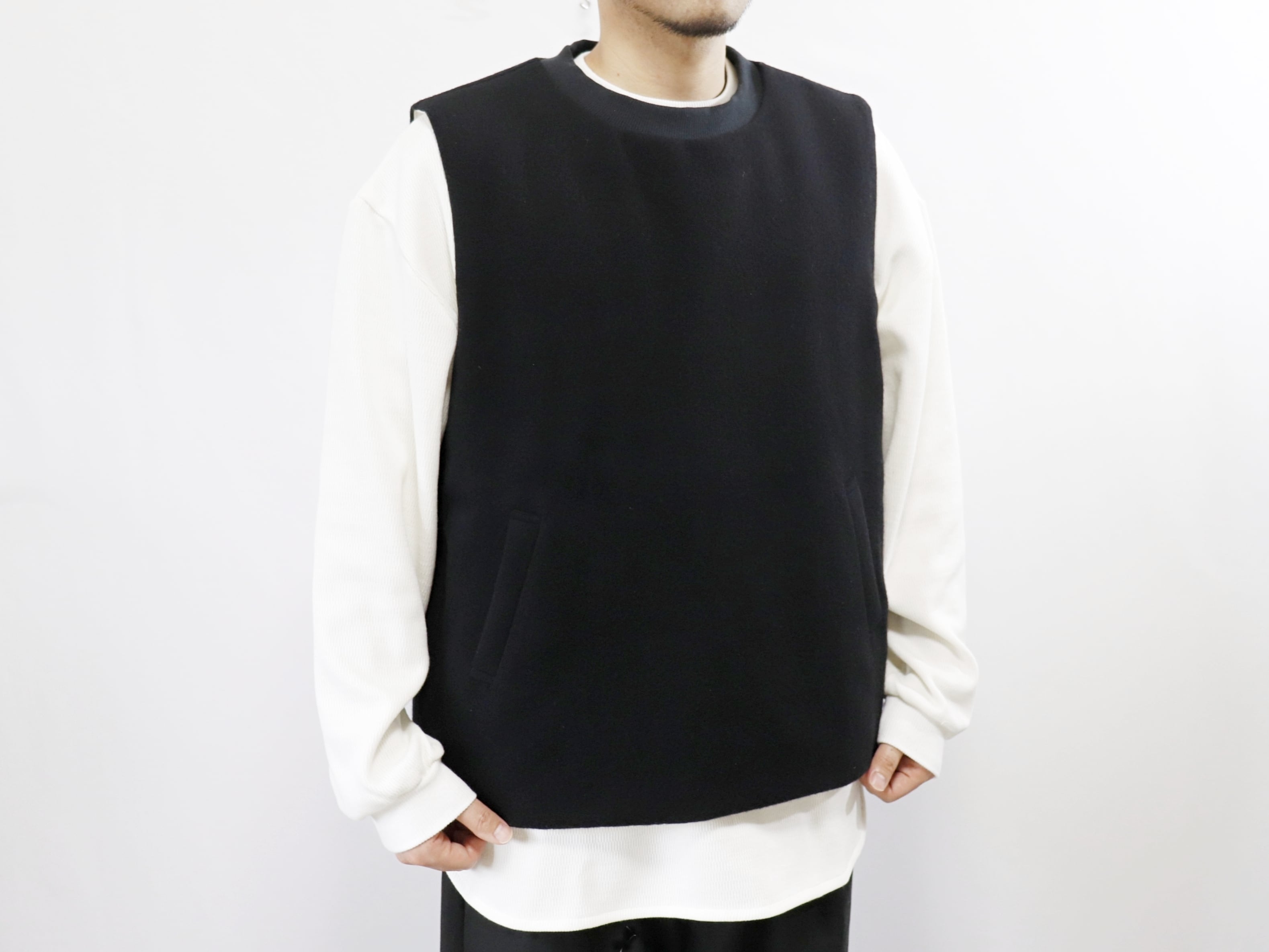 have a good day / WOOL PADDING VEST - BLACK ハブアグッドデイ