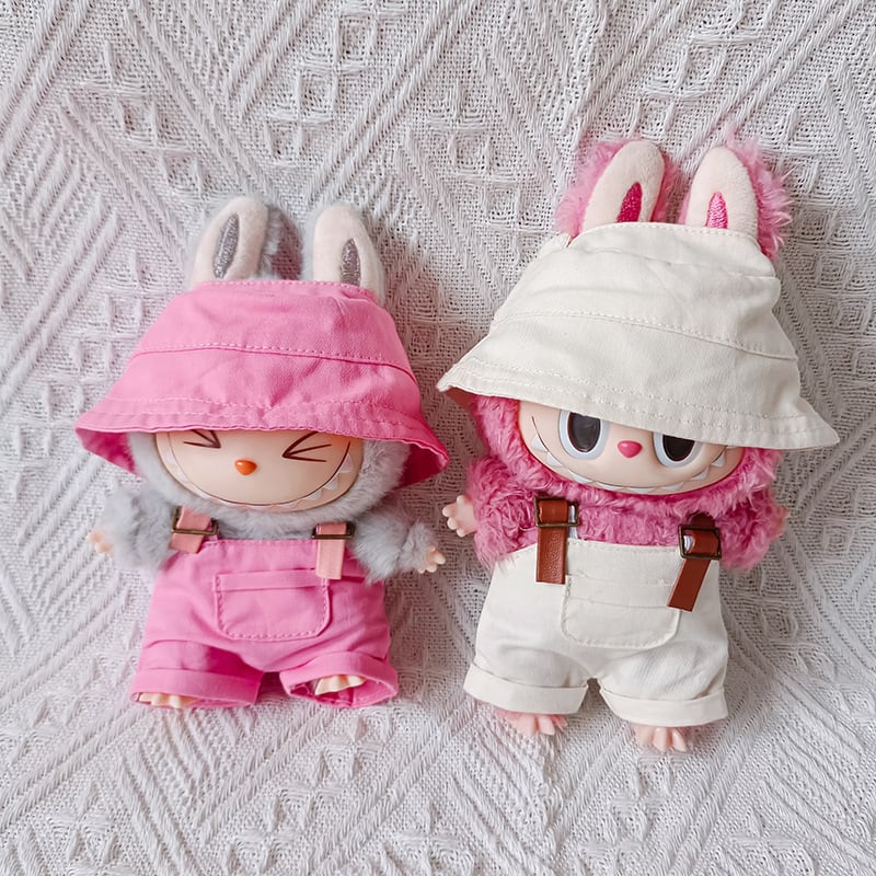 Labubu 1-3世代対応 カジュアル 無地 サロペット＋帽子 ラブブ ぬい服