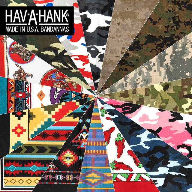 HAV-A-HANK ハバハンク バンダナ カモフラージュ ミリタリー ネイティブアメリカン 16色