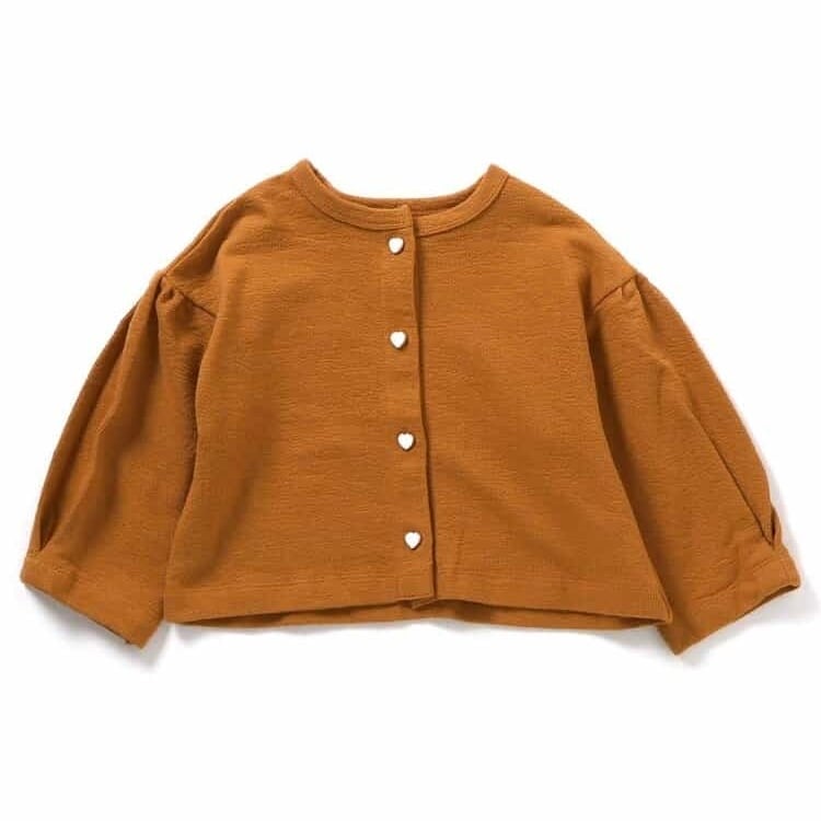 Heart Button Cardigan【90-140cm】Camel