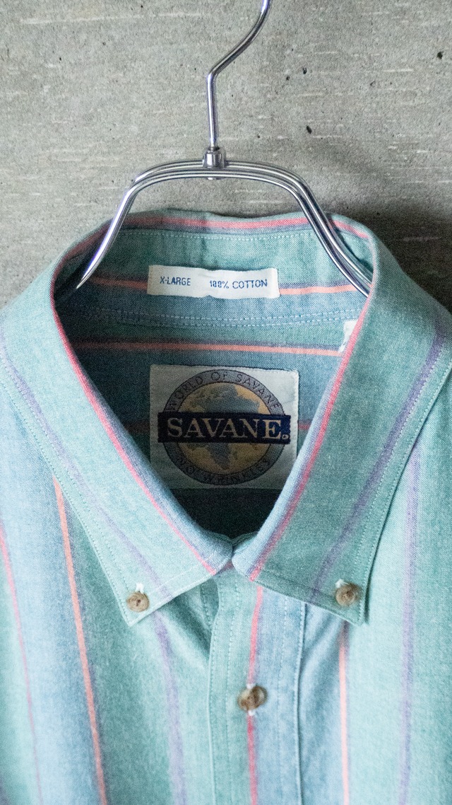 "SAVANE" 1990s Multi stripe s/s shirt