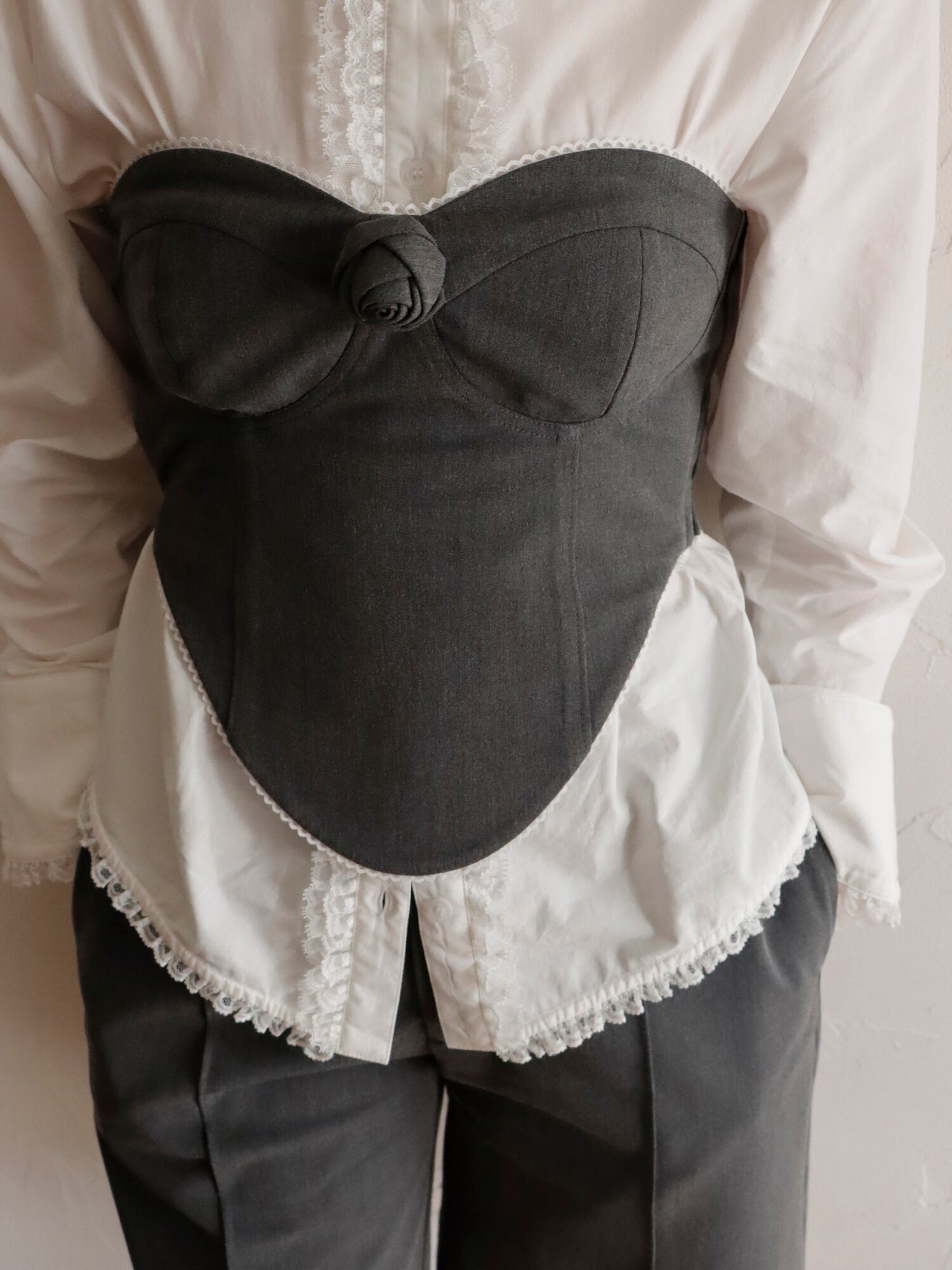 ROSE SWITCH BUSTIER -GRAY- | mieya mieya