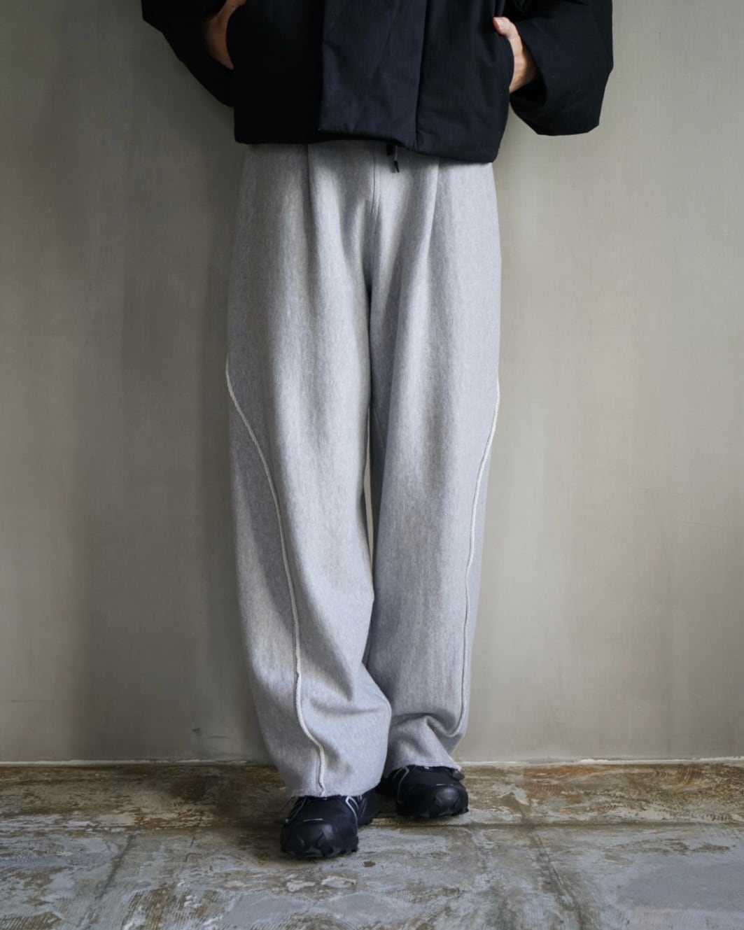 PERS PROJECTS 【French Terry Twist Wide Trousers -GRAY-】