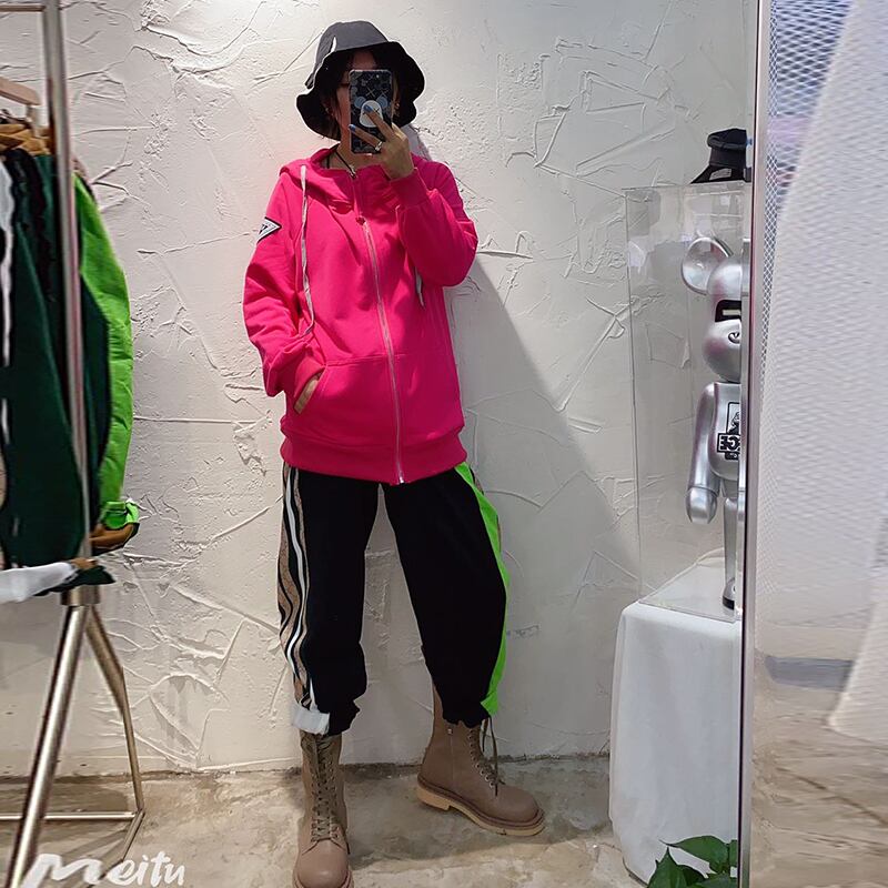 長袖カーディガンレディースルーズインタイド2020秋新作エインスタイル大きいサイズシンレディースフード付きセータージャケット ミックスインファッション56992958695