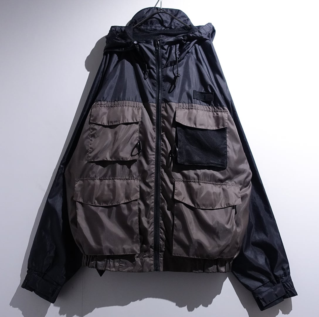 Black & Brown Multi-Pocket Design Nylon Blouson