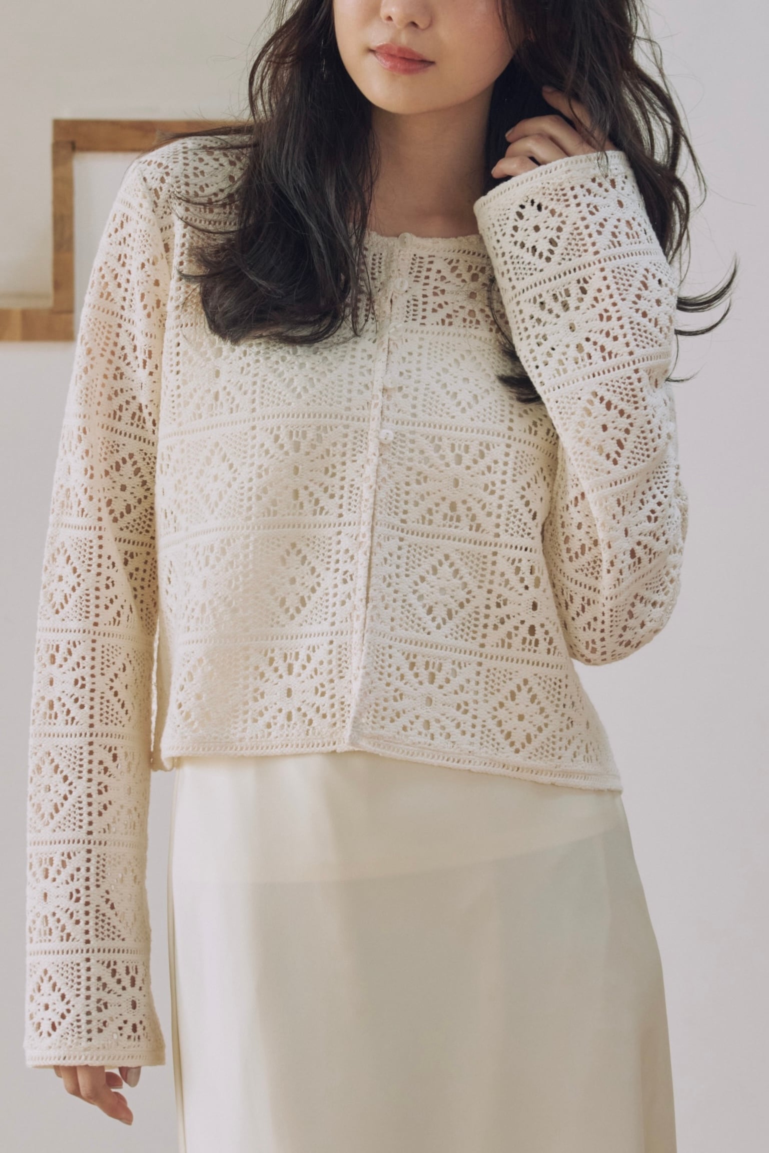 AM650306 patchwork lace cardigan