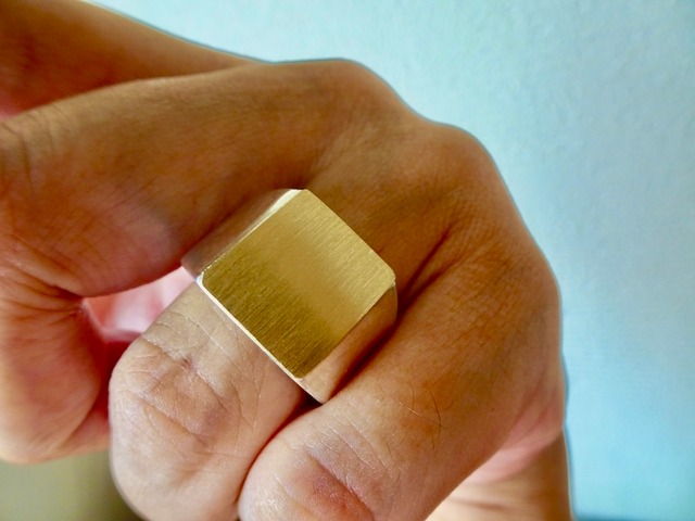 仁尾彫金『ゴールドスター平打リング』ハンドメイド99b えがたい 