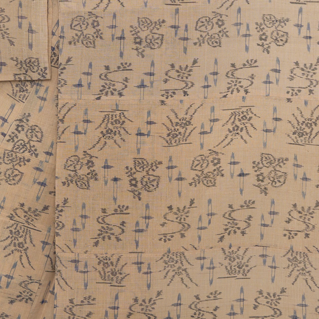 えり善扱 古代越後上布 草花の模様絵絣 麻単衣着物【中古】 | かわの屋
