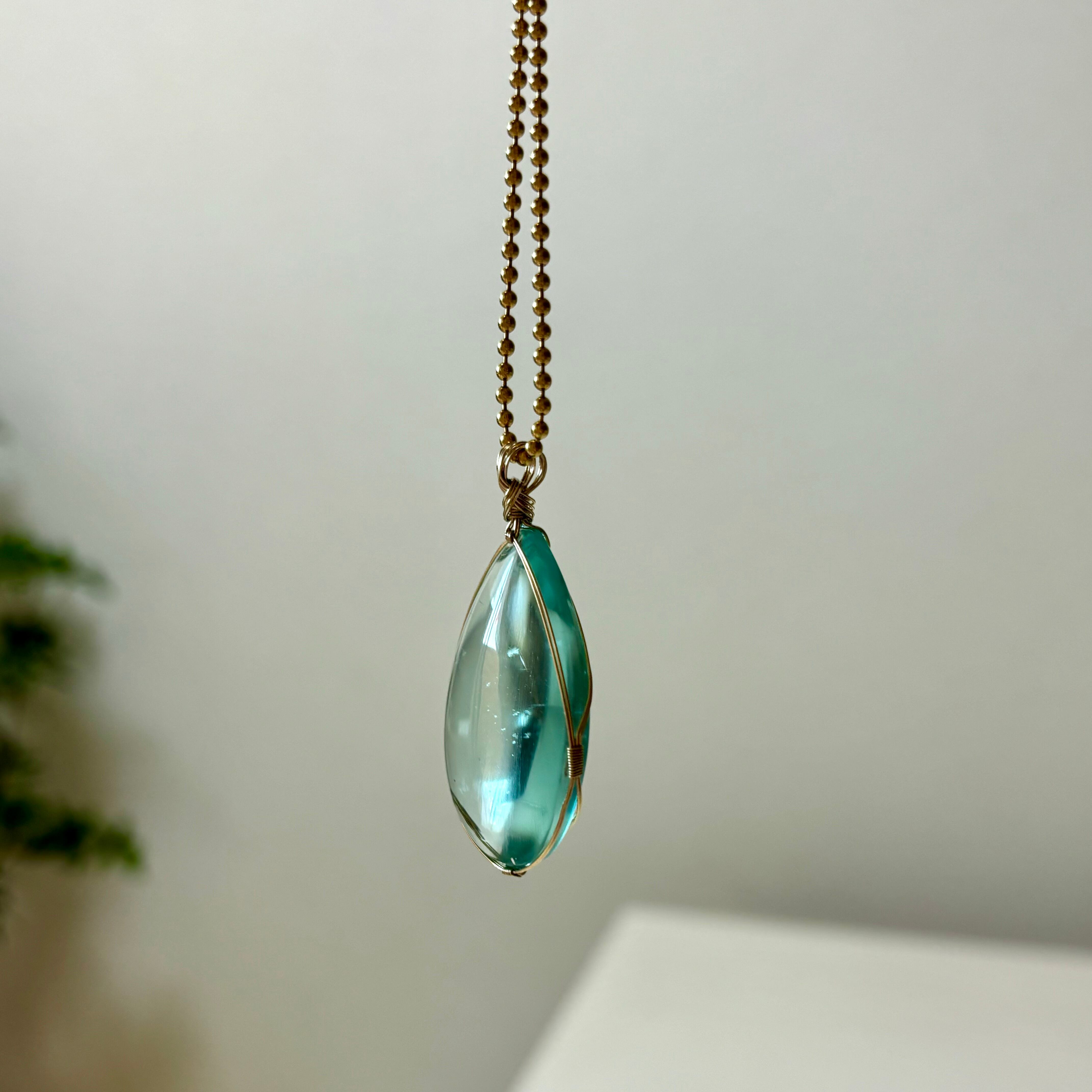 アンダラクリスタルのペンダントトップ（シアンエンジェル） シエラネバダ産アンダラクリスタル☆宝石質～Gem Cyan Angel～【世界で