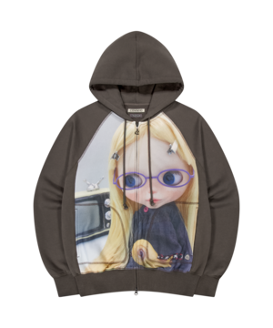 [COYSEIO] COYSEIO X BLYTHE GRAPHIC ZIP-UP HOODIE BROWN 正規品 韓国ブランド 韓国通販 韓国代行 韓国ファッション コイセイオ 日本 店舗