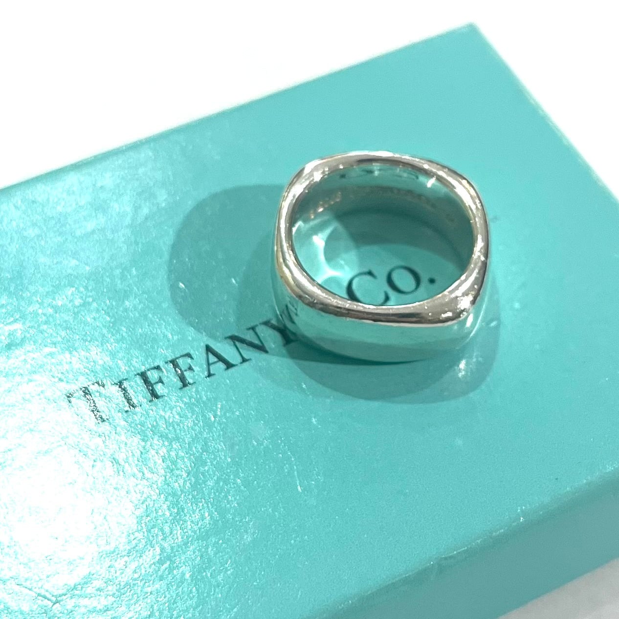 TIFFANY&CO.】2108 スクエアリング／SV925／幅0.9cm／10〜10.5号