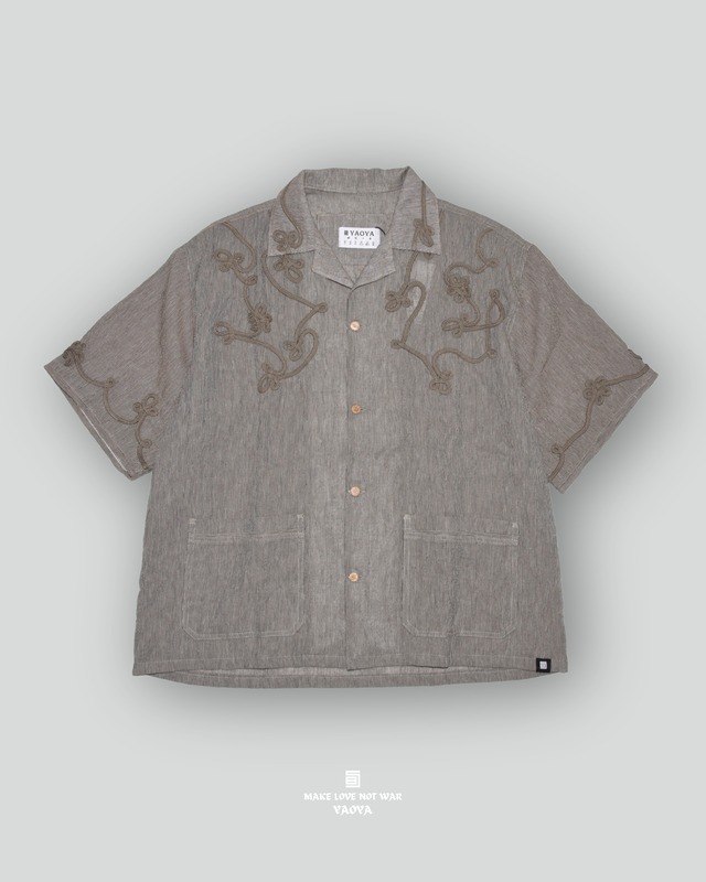 24 PINSTRIPE FLOWER SHORT-SLEEVE SHIRT