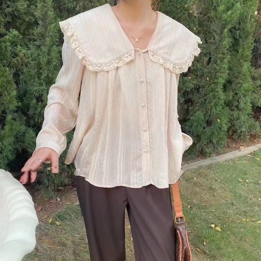 ビッグカラー　フリルブラウス　AJ2205-D18