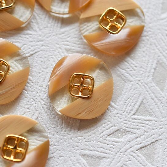 『7個セット』スクエア 2カラーサイドベージュ×クリア 4穴 18.5㎜