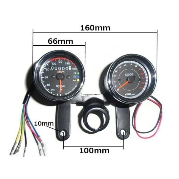 超美麗フルLED仕様！バイク用汎用φ60mm/インジケーター付機械式