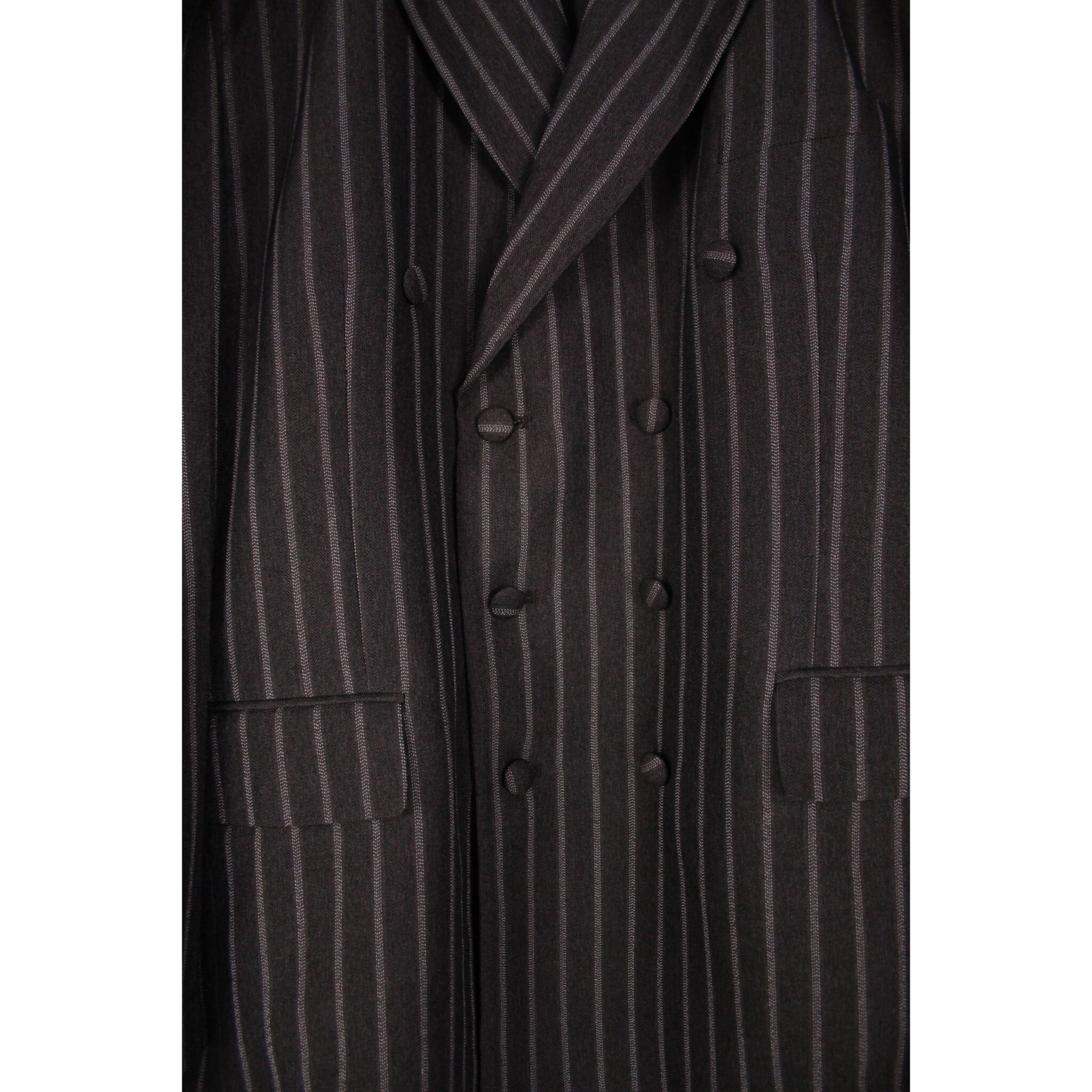 チョコレートブラウン×ベージュ オーバーサイズ ストライプダブル