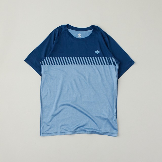rabbit(ラビット) EZ Tee SS - Blue Speed Stripe メンズランニングTシャツ