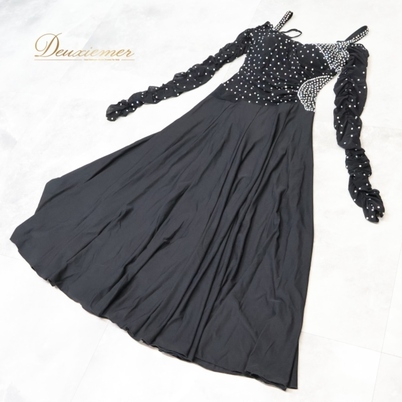 社交ダンス 衣装 スタンダードドレス ドレス ワンピース 黒 パーティドレス 伸縮 上品 綺麗 ダンス 発表会 無地 ブラック系 エレガント おしゃれ フォーマル ダンスパーティ 発表会衣装 舞台衣装 競技用