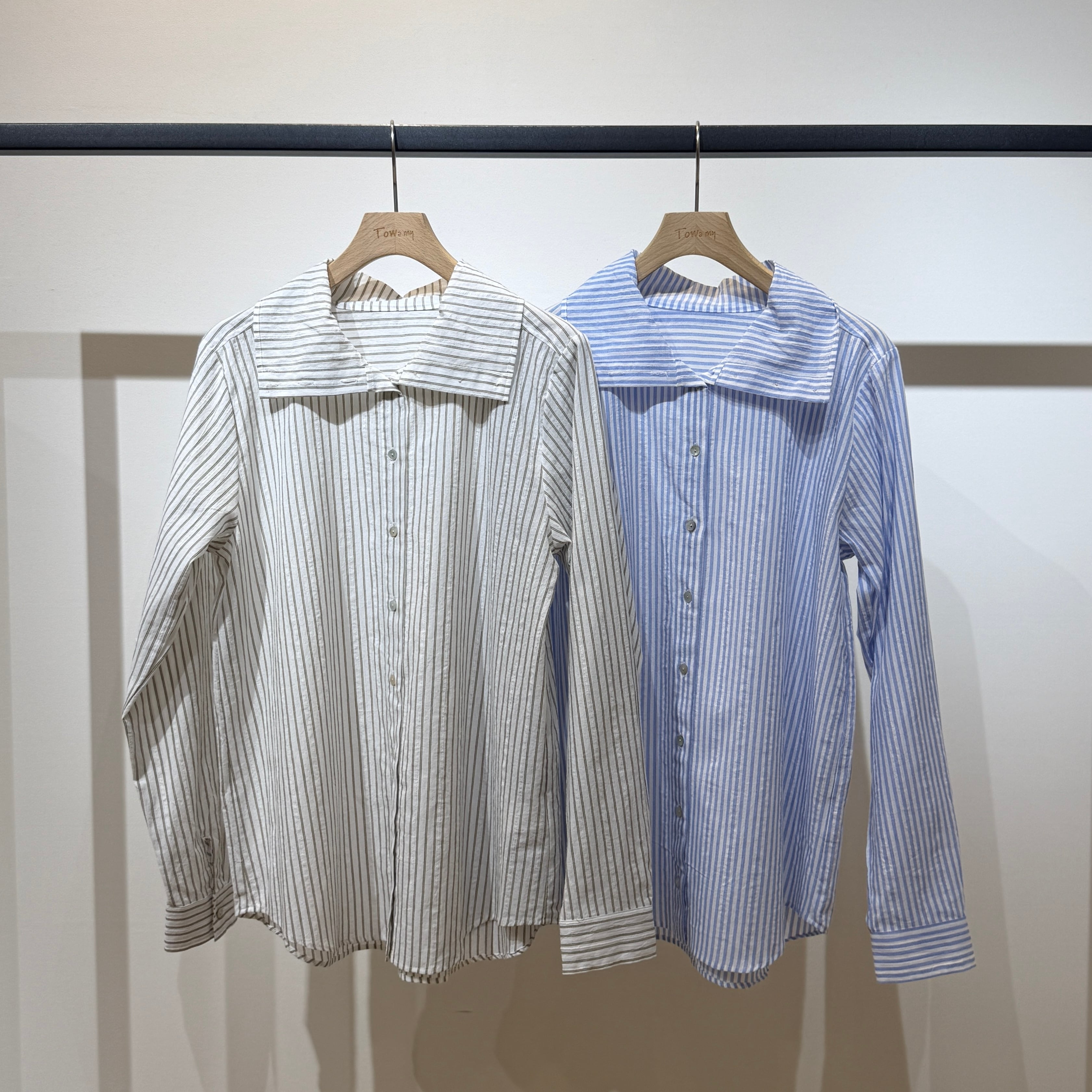 ドビーストライプスタンドシャツ