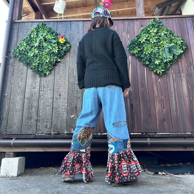 デニムリメイクフリルジーンズ