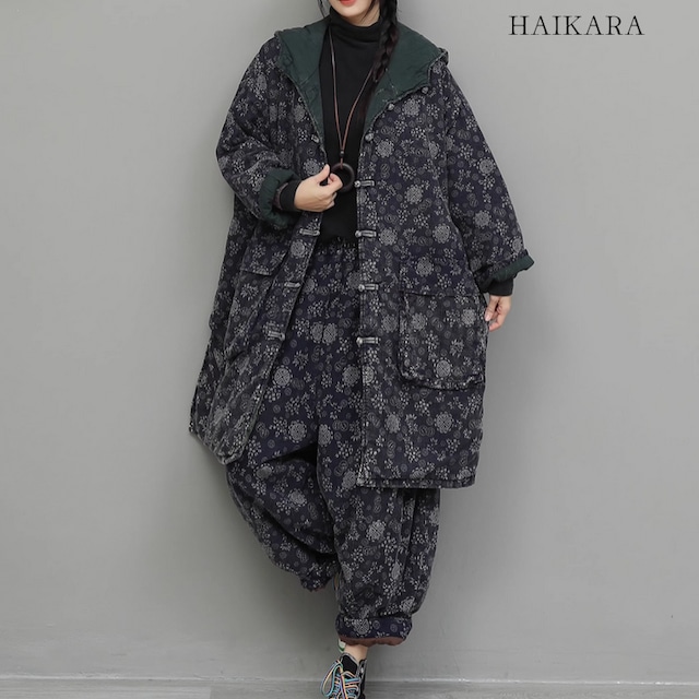 (NEW) Floral Print Padded Set with Chinese Knotted Buttons (NEW) Floral Print Padded Set with Chinese Knotted Buttons