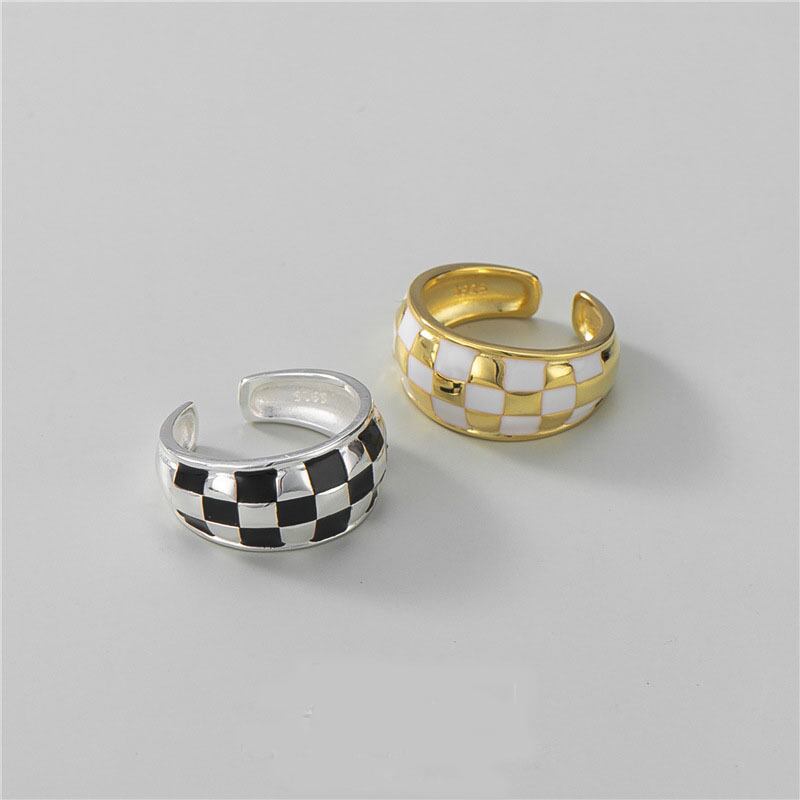 S925リング 指輪 ring チェック柄