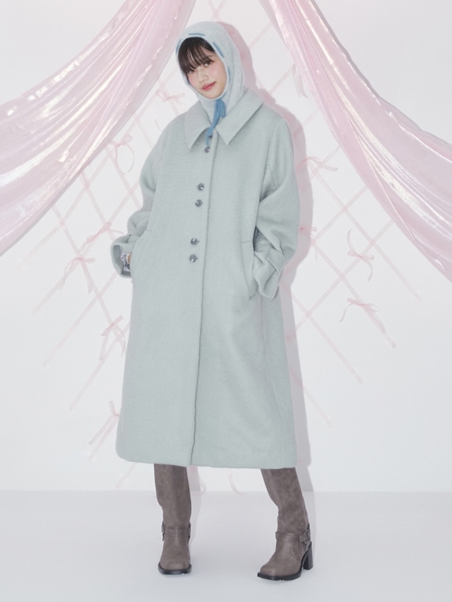 [MARGARIN FINGERS] HAIRY WOOL LONG COAT (MINT) 正規品  韓国 ブランド 韓国ファッション 韓国代行 マーガリンフィンガーズ 日本 店舗