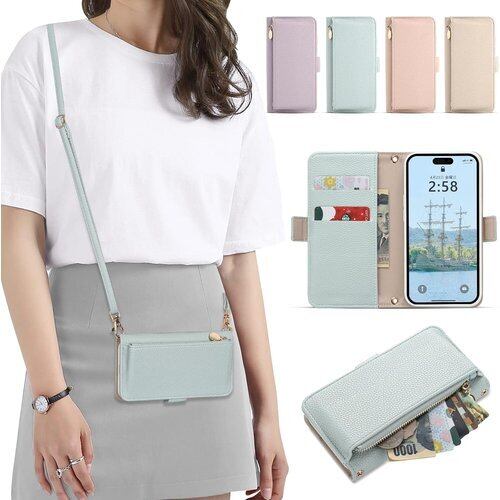 Acclink iPhone 16Pro ケース 手帳型 背面収納 iPhone 16Pro スマホケース 肩掛け 首かけ 斜めがけ ショルダー 女性 小銭入れ お財布付き アイフォン16Pro ケース 手帳型 大容量 カードポケット 高級PUレザー ロングストラップ 長さ調節可能 お洒落 上品 あいふぉん16Pro 携帯ケース 肩掛け 軽量 薄型 財布型 全面保護 財布付 2736