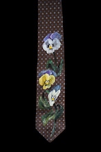hand painted tie brown pansy