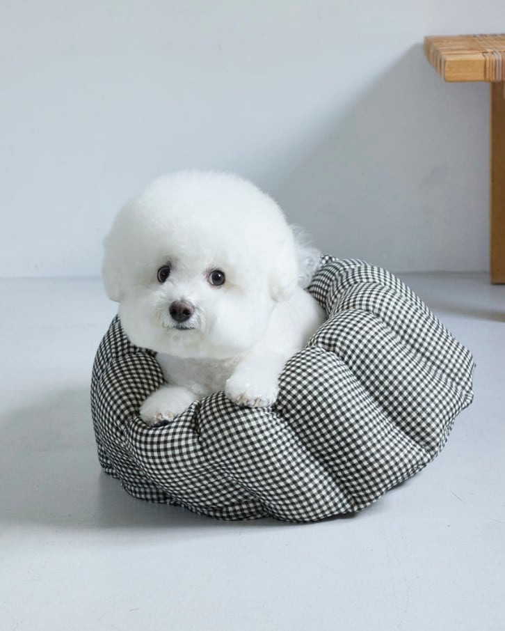 予約【azalea】Soft Mini Gingham Canelé Cushion (Black)