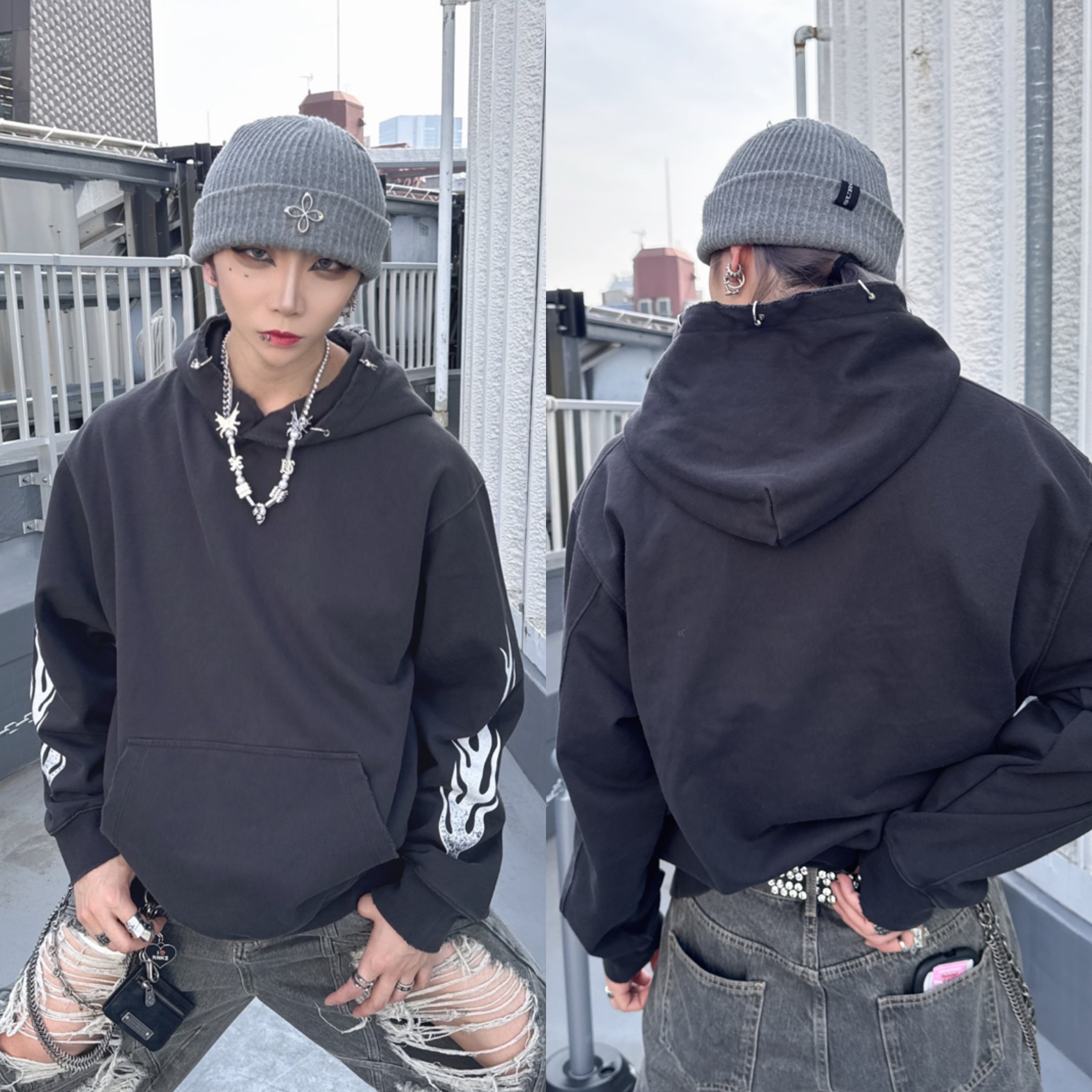 パーカー | 韓国系ユニセックスTHICC サブカル系PSYNYXX パーカー | 韓国系ユニセックスTHICC サブカル系PSYNYXX
