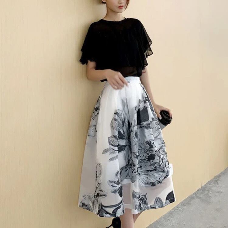 ショートブラウス2色とスカートセットアップ3431