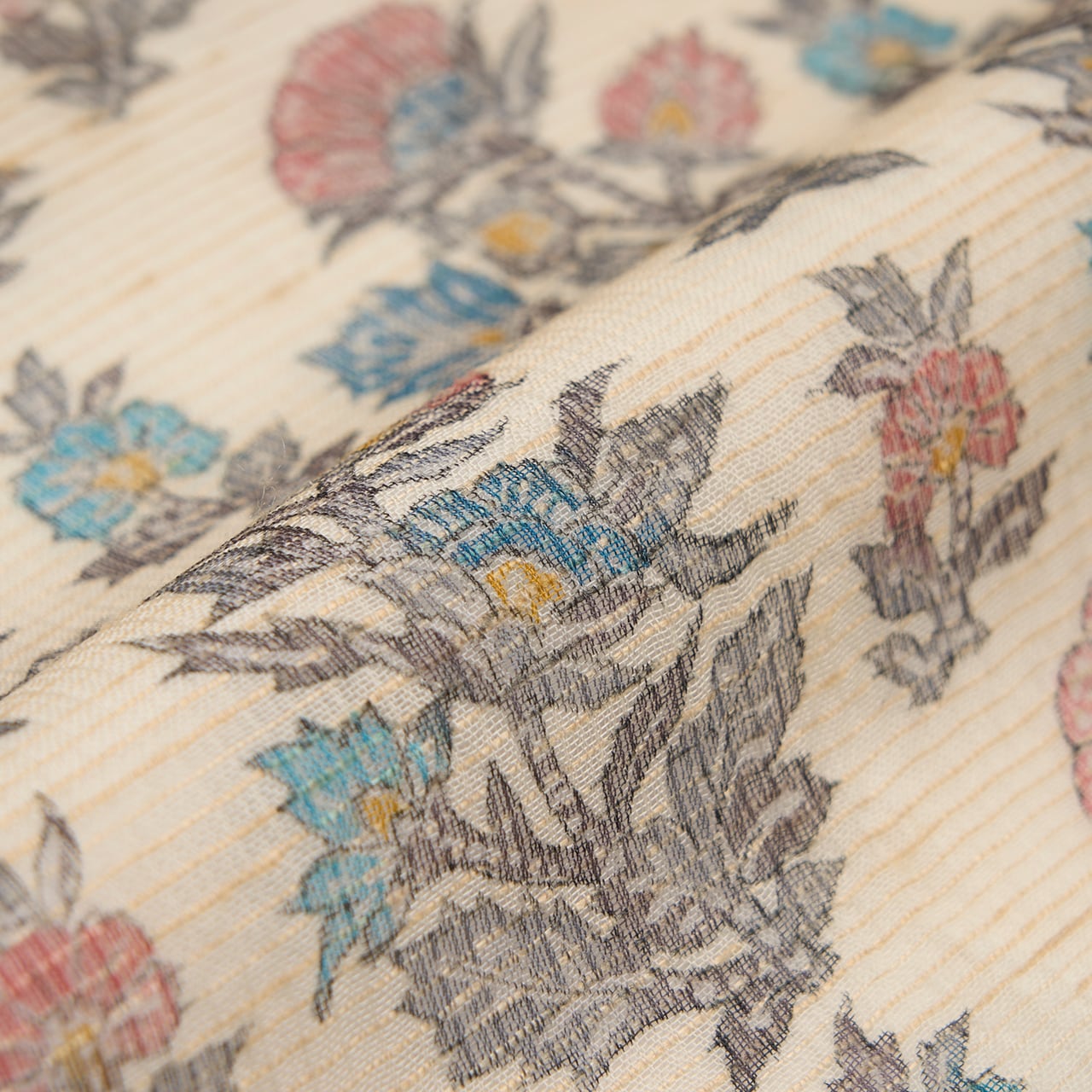 ペルシャ花文 木版更紗 紬紗夏名古屋帯 作家物【未着用品】 | かわの屋