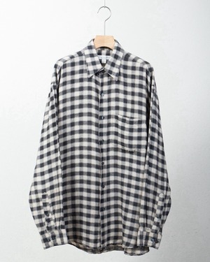 check patterned linen x cotton shirt
