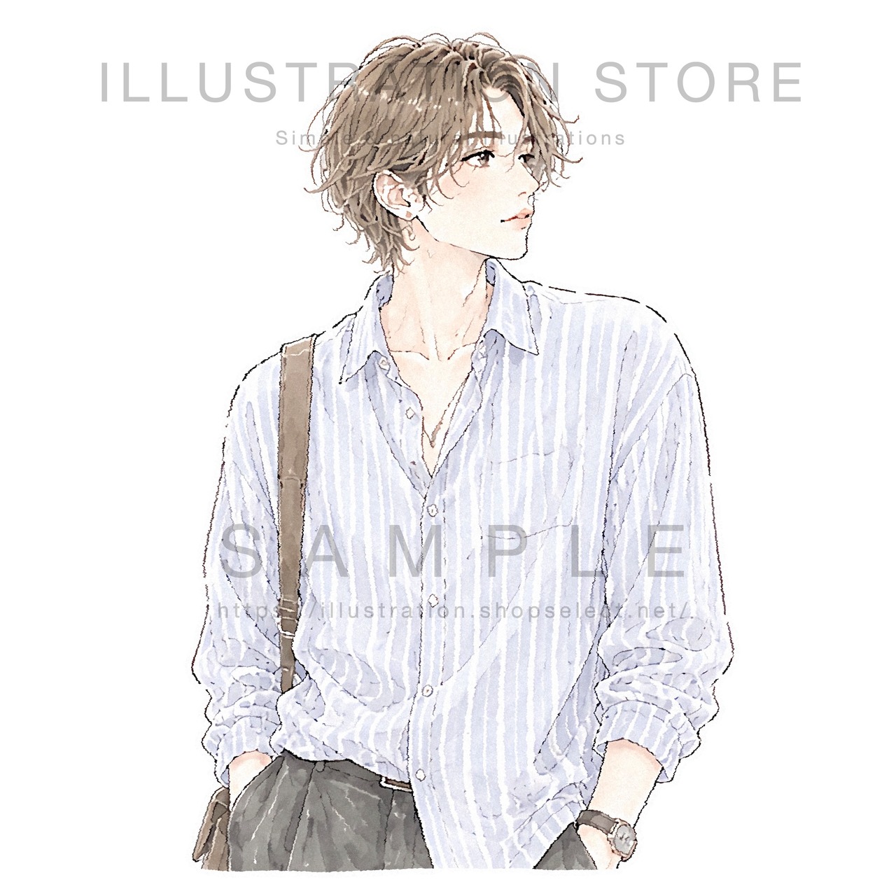 ストライプシャツを着た男性のイラスト素材