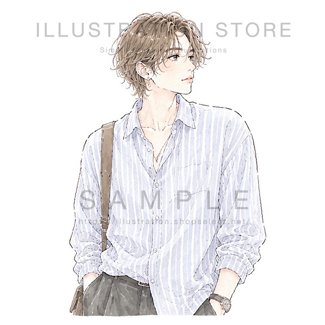 ストライプシャツを着た男性のイラスト素材