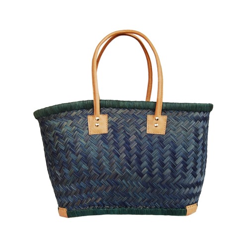 【かごバッグ】パニエM / ロングハンドル Bleu /マルシェバッグ