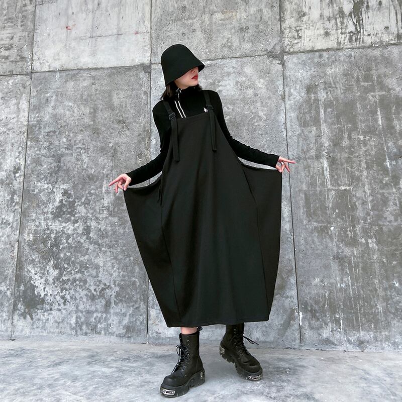 ブラックスカート サマーバックロングルーズ薄手スタンダード レトロ 夏物 ラブタオタオダレンハウス92269435964