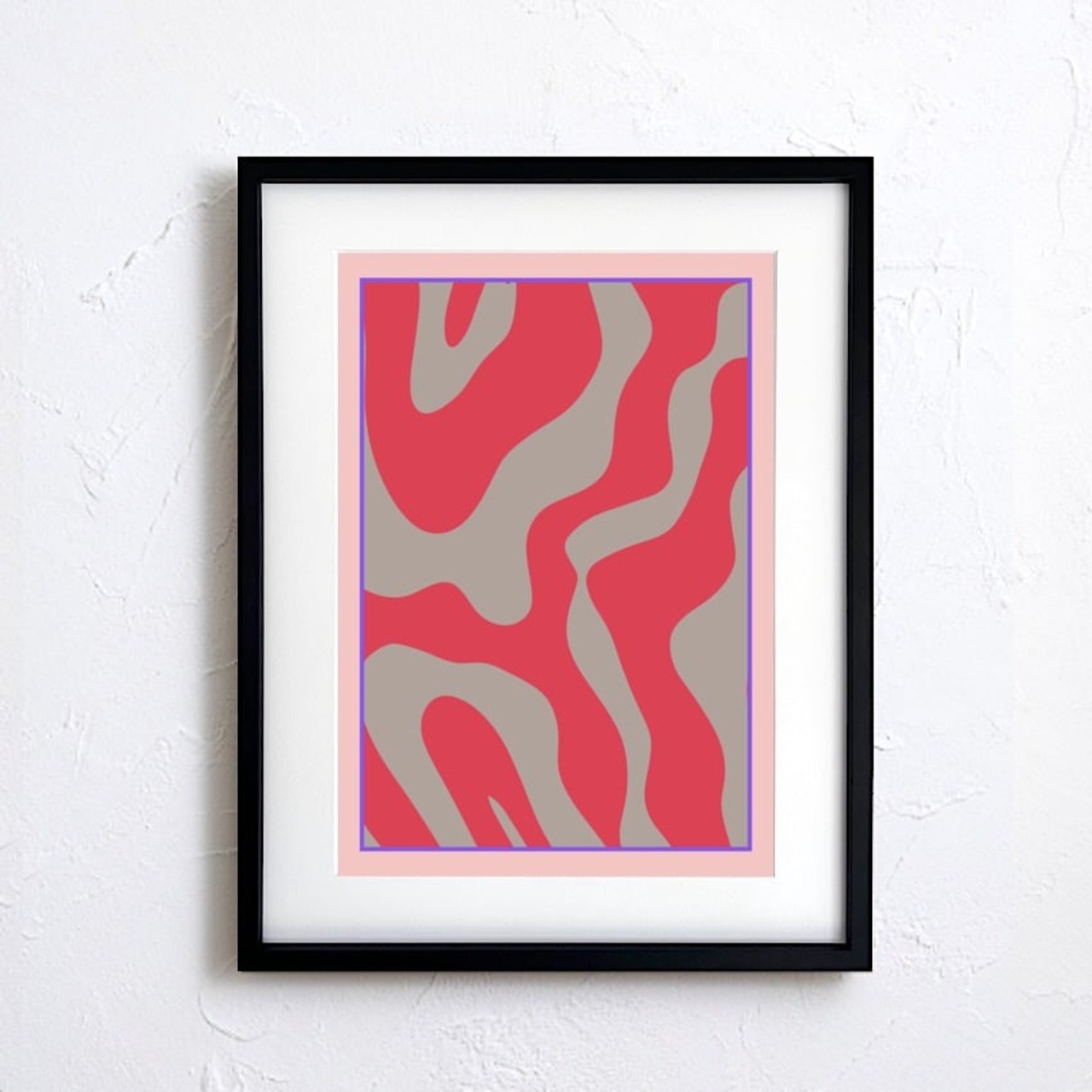 静寂の流れ ?｜柔らかな曲線が響くモノトーン抽象アートポスター｜北欧モダンに調和するミニマルデザイン｜A4ポスター