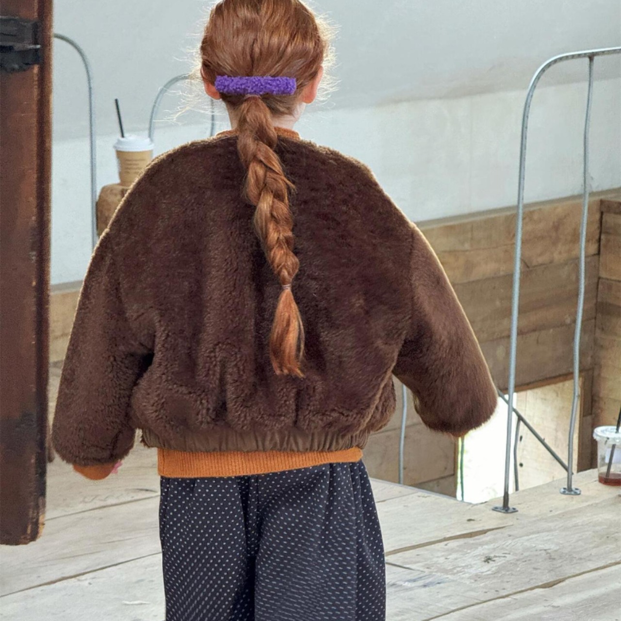 冬チョコレート色ボアジャケット