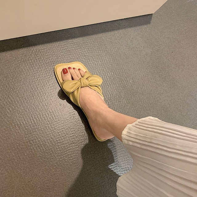 ミュールサマーリボンレッドスタイルサンダル 靴 シューズ 夏物 フェイクシューズ41154283676