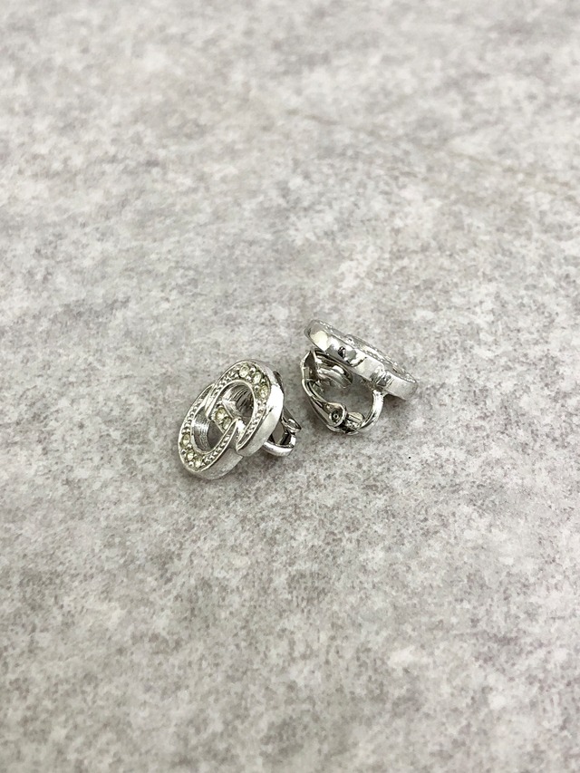 Christian Dior クリスチャン ディオール イヤリング シルバー CDロゴ ラインストーン vintage ヴィンテージ オールド 7n4utz
