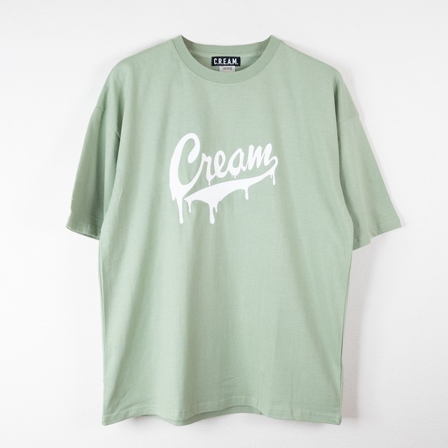 Drip logo T shirts -Light Green- white