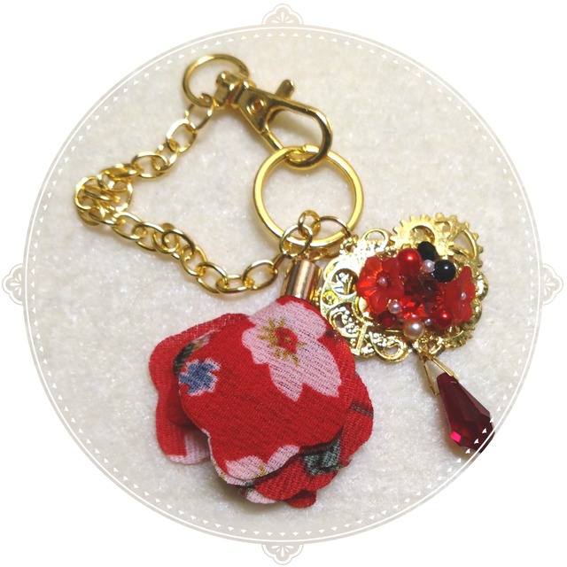 【バッグチャーム】紅赤の薄片