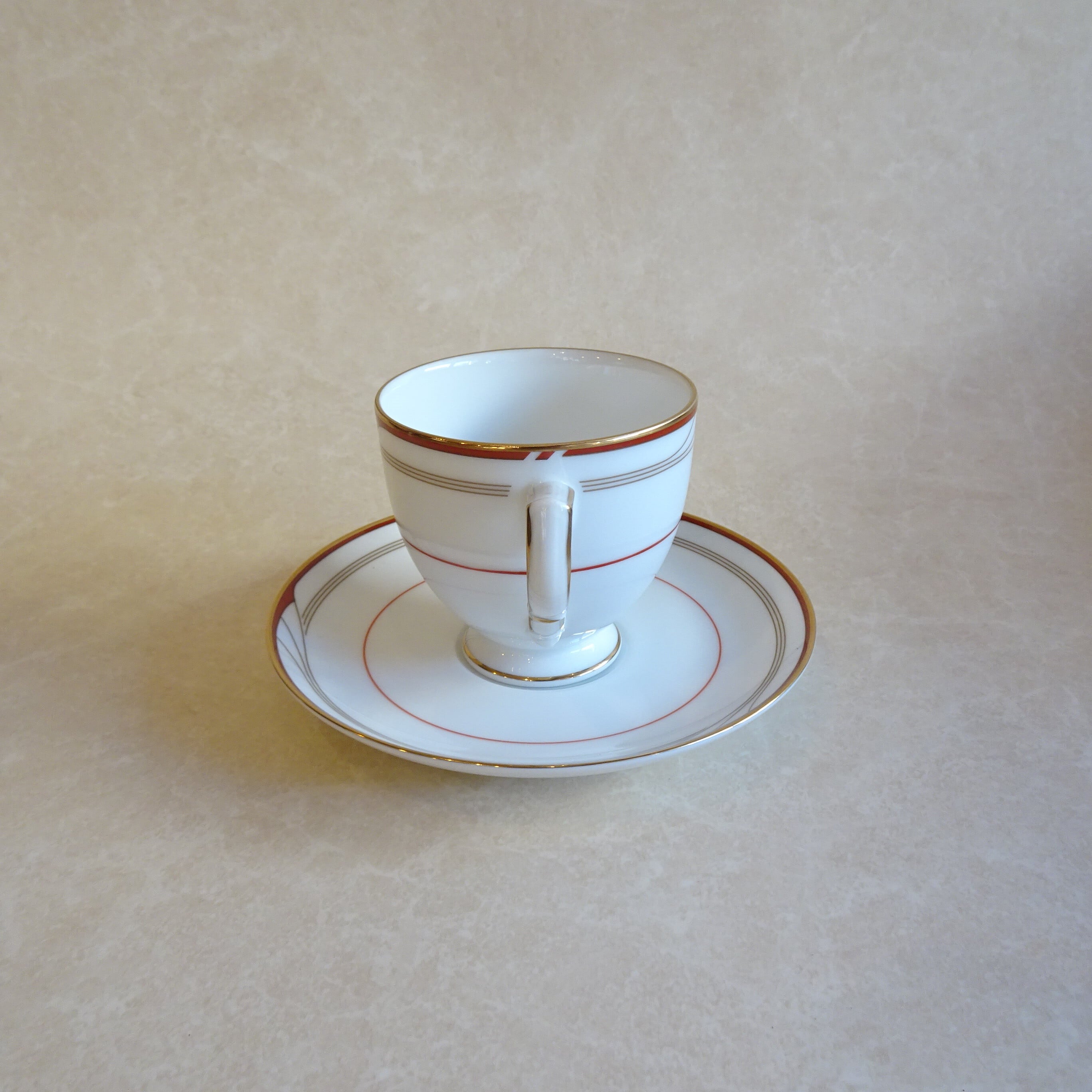 ノリタケ 朱色とゴールドラインのカップ＆ソーサー 2客セット | 純喫茶