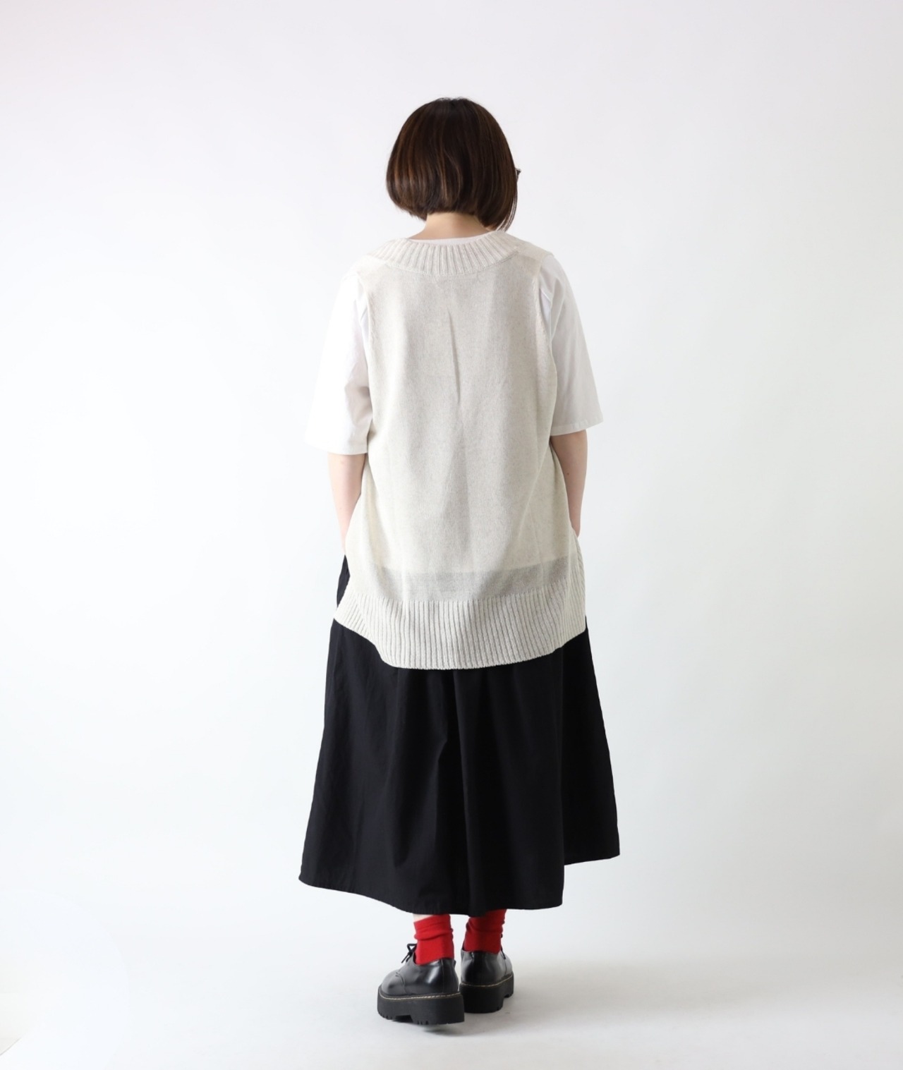 CUORE STORE/リネン混 Vネックベスト