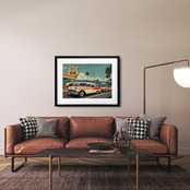 Route 66 Nostalgia｜クラシックカーが走るアメリカンハイウェイを描いたポスター｜懐かしさと自由が響くヴィンテージインテリアA4ポスター